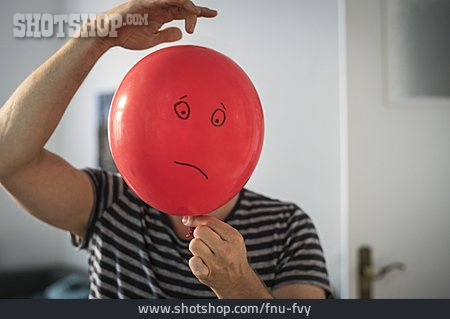 
                Mann, Traurig, Luftballon, Gesicht                   