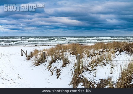 
                Schnee, Ostseeküste, Prerow                   