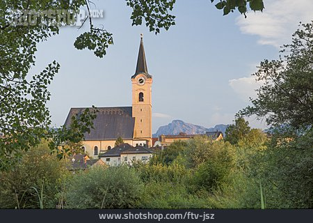 
                Kirchturm, Berchtesgadener Land, Kirchturmuhr                   