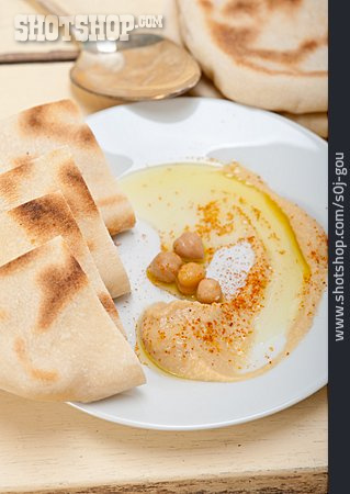
                Fladenbrot, Arabische Küche, Hummus                   