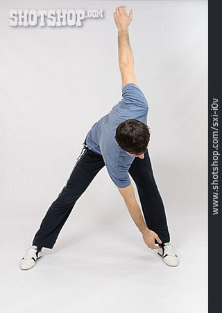 
                Mann, Stretching, Sportübung                   