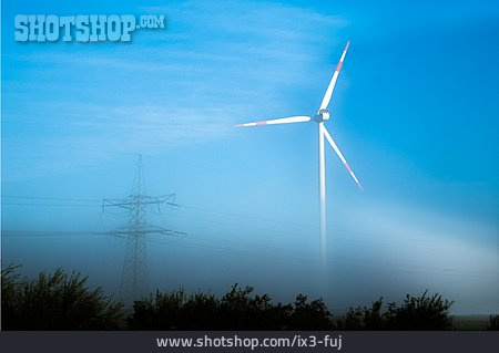 
                Nebel, Strommast, Windenergie                   