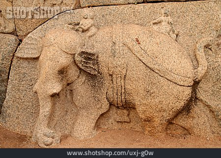 
                Sandstein, Relief, Elefant, Hampi                   