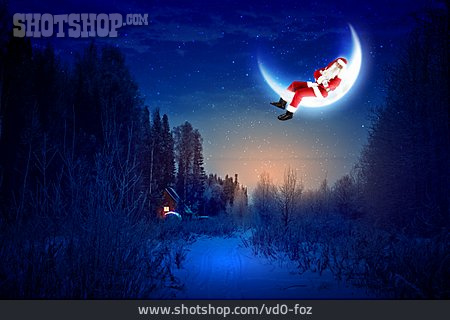 
                Weihnachten, Weihnachtsmann, Heiligabend, Mondsichel                   