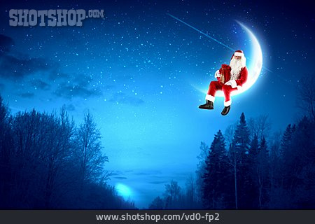 
                Weihnachtsmann, Winternacht, Mondsichel                   