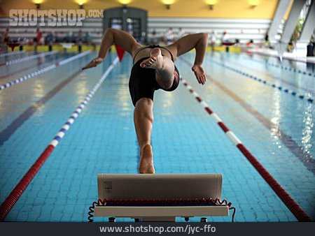 
                Wassersport, Schwimmerin, Startsprung                   