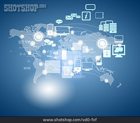 
                Datenübertragung, Weltkarte, Web                   
