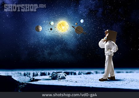 
                Weltraum, Planetenkonstellation, Astronautin                   