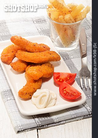 
                Imbiss, Pommes, Mayonnaise, Chicken-nuggets                   