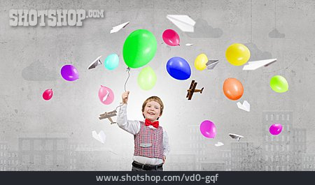 
                Junge, Luftballon, Fantasie, Kindheit                   