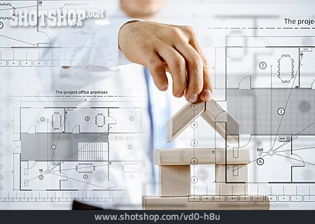 
                Grundriss, Hausbau, Architekt, Konstruieren                   
