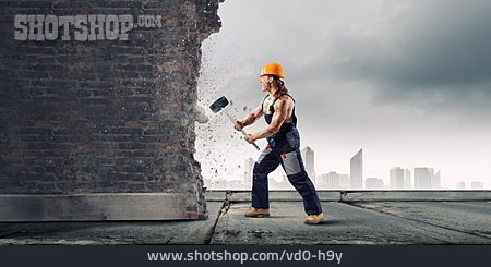 
                Bauarbeiter, Abriss, Einreißen                   