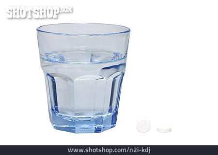 
                Tablette, Wasserglas, Brausetablette                   