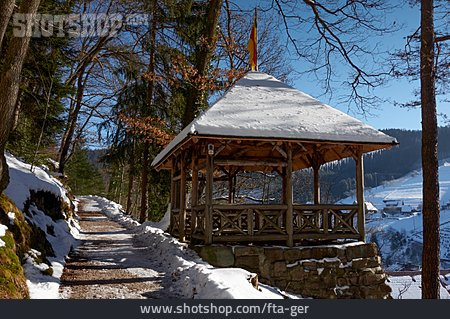 
                Winter, Verschneit, Holzpavillon                   