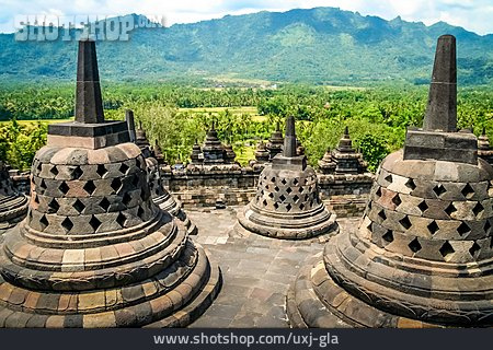 
                Tempelanlage, Stupa, Borobudur                   