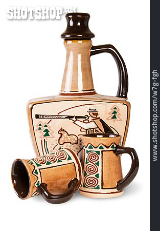 
                Keramik, Schnapsflasche, Steingut, Handbemalt, Ukrainisch                   