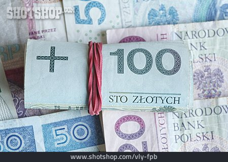 
                Erspartes, Geldrolle, Zloty, Polnische Währung                   