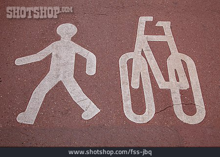 
                Fahrradweg, Fußweg, Straßenmarkierung                   