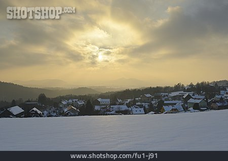 
                Dorf, Winter, Sächsische Schweiz, Elbsandsteingebirge                   