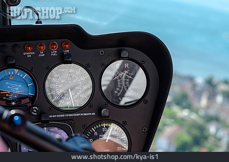 
                Fliegen, Hubschrauber, Cockpit, Armatur, Messinstrument                   