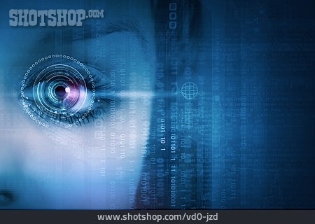 
                Auge, überwachung, Spionage, Identifizierung, Scanner, Binärcode                   