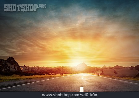 
                Sonnenuntergang, Horizont, Highway                   