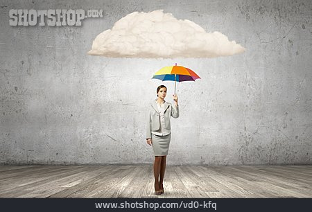 
                Geschäftsfrau, Wolke, Regenschirm                   