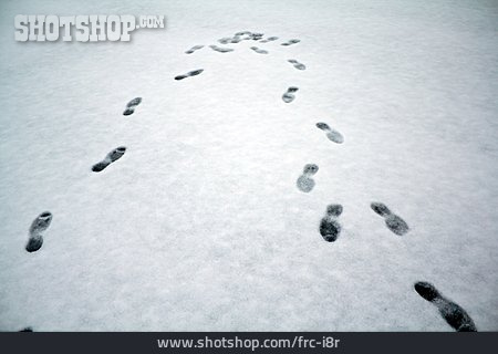 
                Winter, Schnee, Fußspur, Schneespur, Umkehren, Schuhabdruck                   