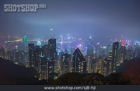 
                Skyline, Beleuchtet, Hong Kong                   