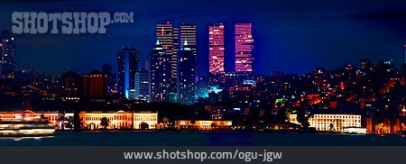 
                Beleuchtung, Hochhäuser, Istanbul                   
