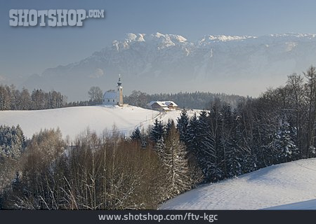
                Winter, Kirche, Bayern, Berchtesgadener Land, Johannishögl                   