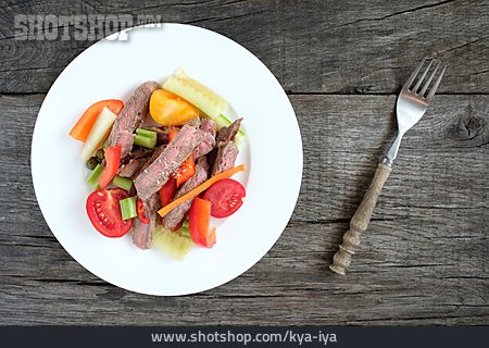 
                Gemüse, Rindersteak, Tellergericht, Fleischstreifen                   