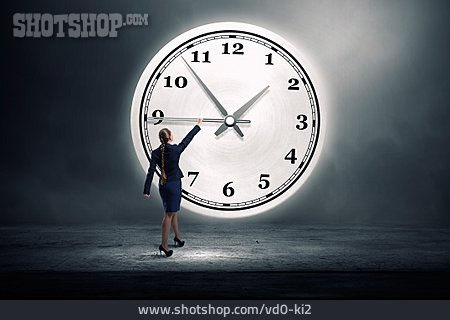 
                Geschäftsfrau, Uhr, Zeitmanagement                   