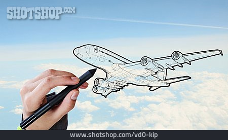 
                Skizze, Passagierflugzeug, Verkehrsflugzeug                   