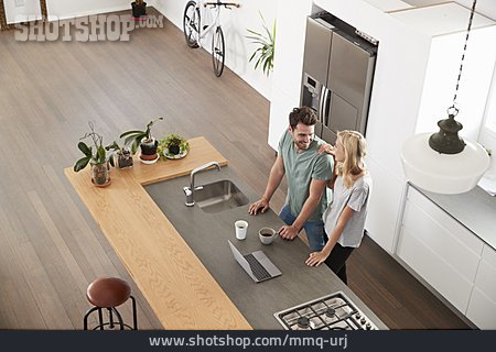 
                Paar, Zuhause, Modern, Küche                   