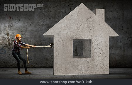 
                Anstrengung & Mühe, Arbeit & Beruf, Haus, Bauen, Architektin                   