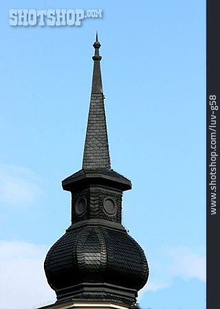 
                Kirchturm, Zwiebelturm, Schieferdach                   