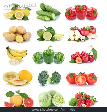 
                Obst, Gemüse, Gelb, Grün, Rot, Collage                   