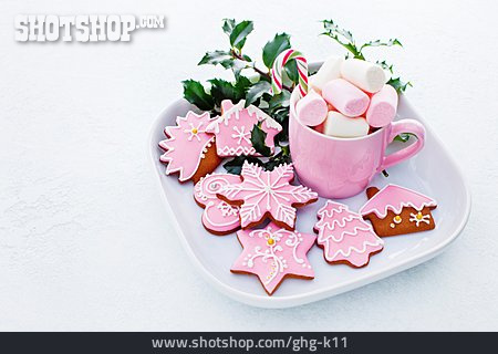 
                Weihnachtsplätzchen, Zuckerstange, Marshmallow                   