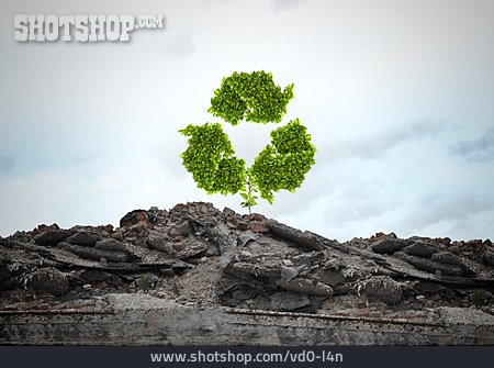 
                Umweltzerstörung, Recycling, Wiederverwertung, Recyclingsymbol                   
