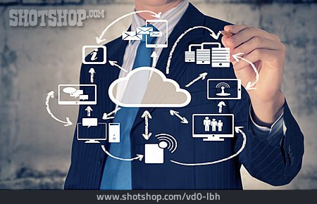 
                Verbindung, Datenspeicher, Internet, Cloud, Cloud Computing                   