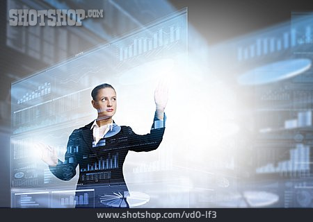 
                Geschäftsfrau, Bildschirm, Digital, Dateneingabe                   