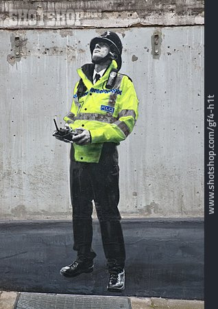 
                Polizist, Streetart, Schablonen-graffito                   
