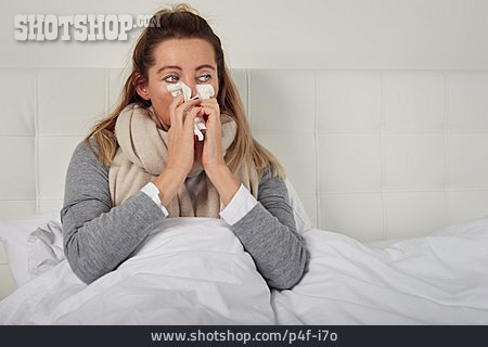 
                Frau, Erkältung, Krank, Grippe, Schnupfen                   