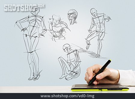 
                Personen, Zeichnen, Illustration, Entwurf, Grafiktablett                   