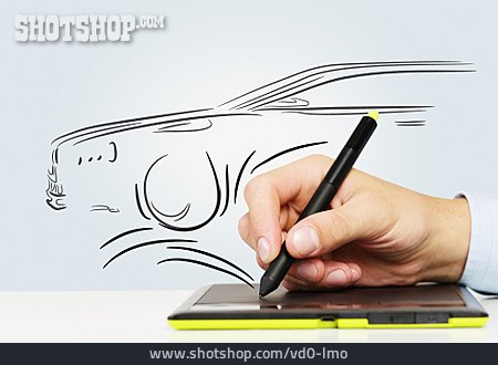 
                Design, Entwurf, Grafiktablett, Skizzieren, Automobildesign                   
