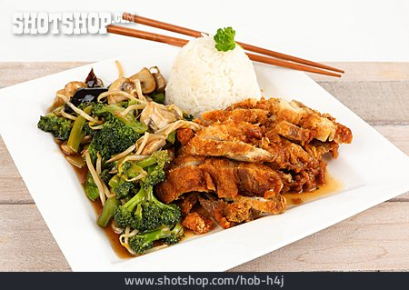 
                Asiatische Küche, Hähnchen, Mittagessen                   