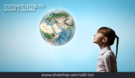 
                Mädchen, Zukunft, Geografie, Globus                   