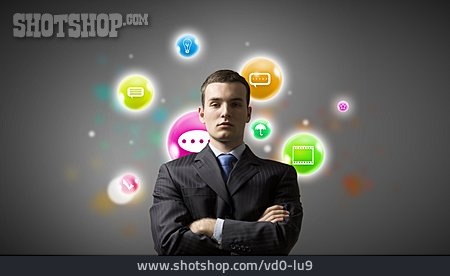 
                Geschäftsmann, Kommunikation, Digital, Online                   