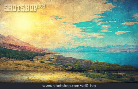 
                Landschaft, Sonnenuntergang, Postkarte                   